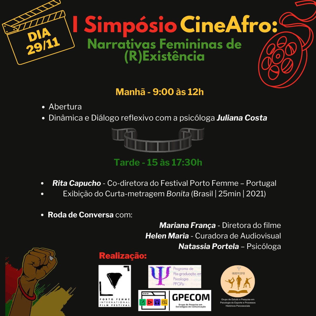 “I Simpósio CineAfro: Narrativas Femininas de (R)existência” do Curso de Psicologia é realizado em 29 de novembro na UFMA