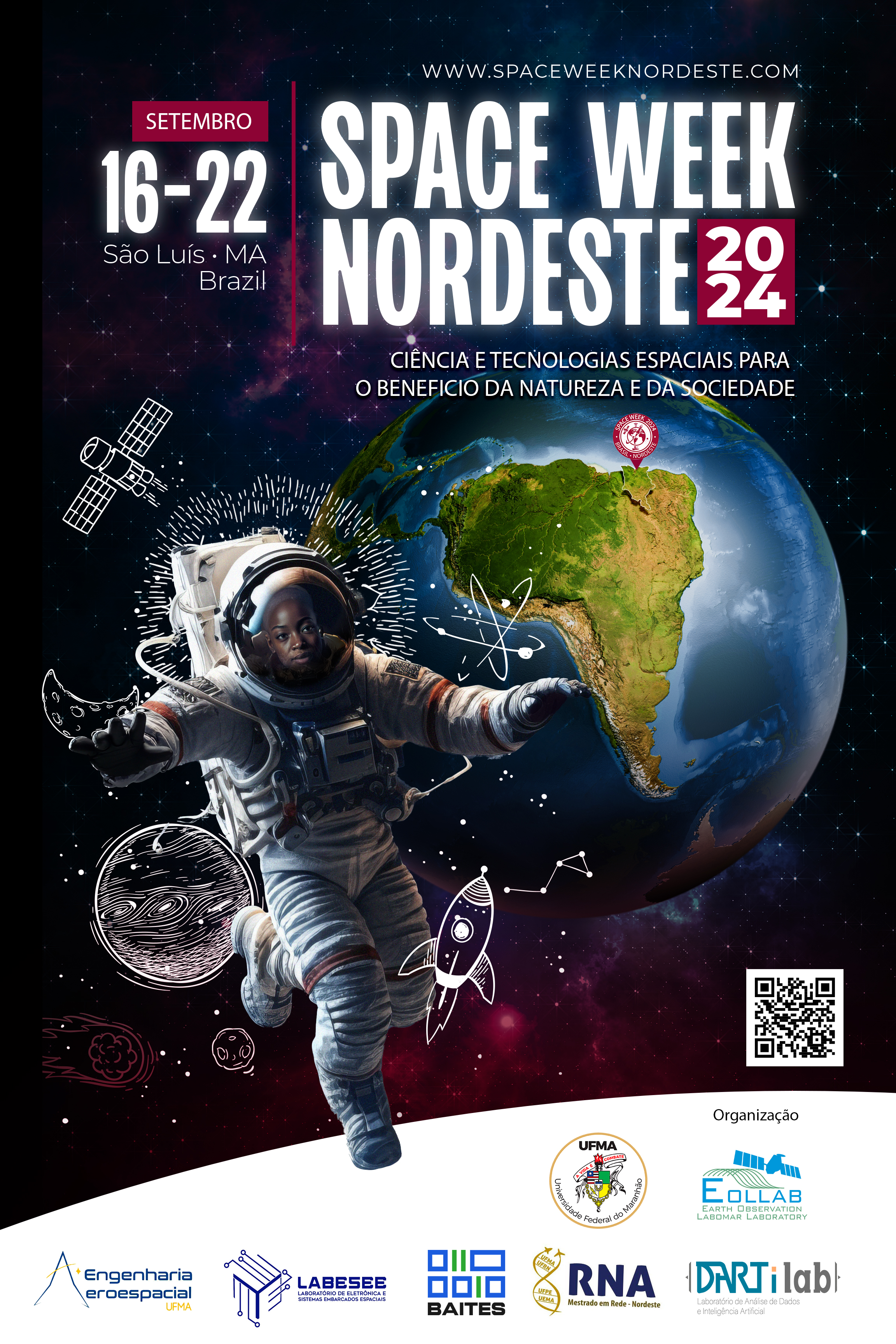 Abertas as inscrições e submissões de trabalhos da Space Week Nordeste 2024 na UFMA