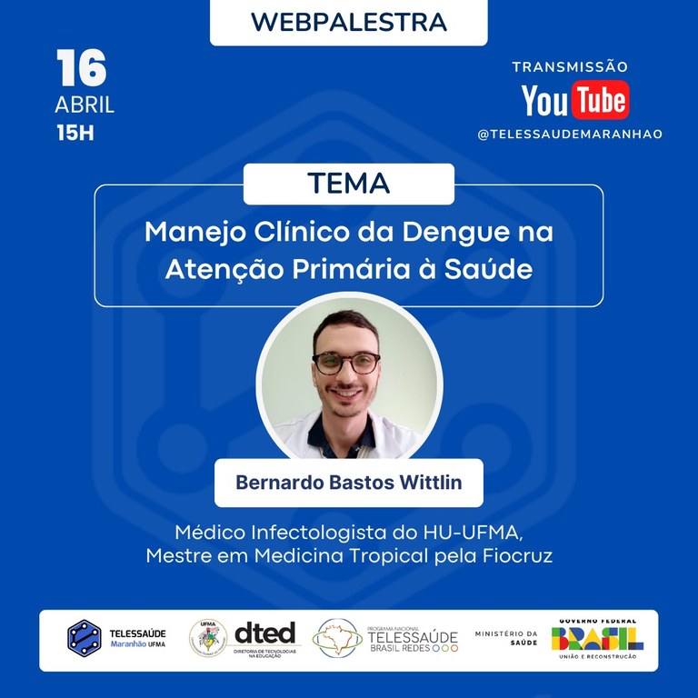 DTED realizará webpalestra sobre manejo clínico da dengue na Atenção Primária à Saúde; evento ocorrerá nesta terça, 16