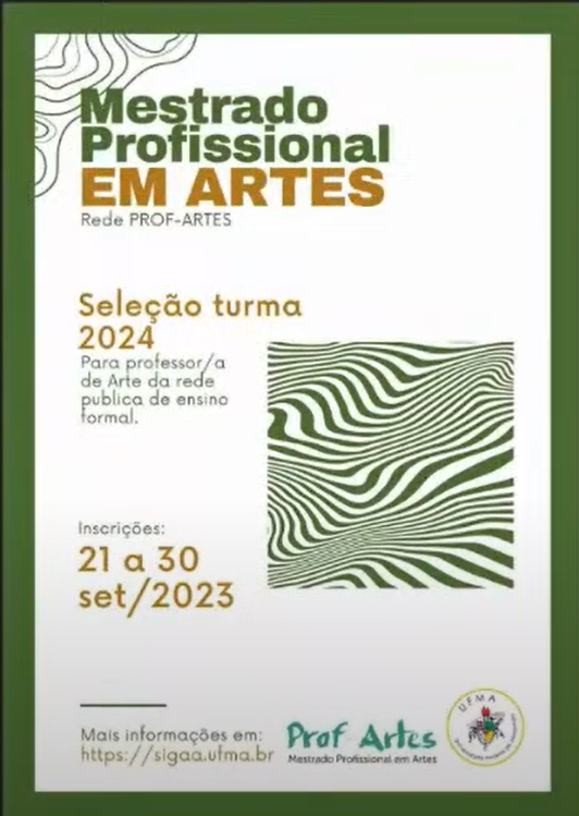 Inscrições abertas para Mestrado Profissional em artes do Prof-Artes 2024