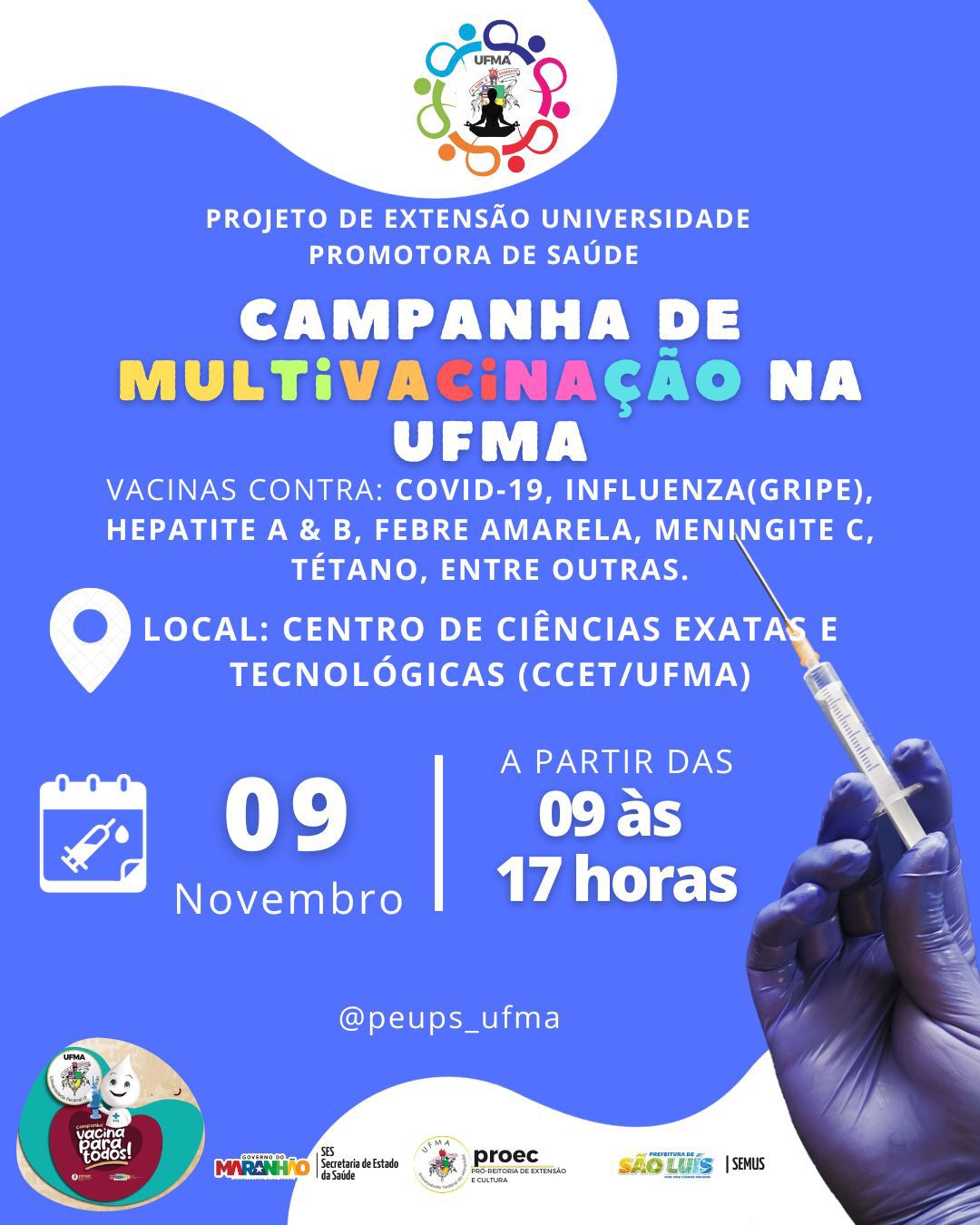 Projeto Universidade Promotora de Saúde realiza ações no dia 9 e 10 de novembro no Câmpus São Luís