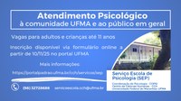 Serviço Escola de Psicologia da UFMA está com inscrições abertas para atendimento psicológico