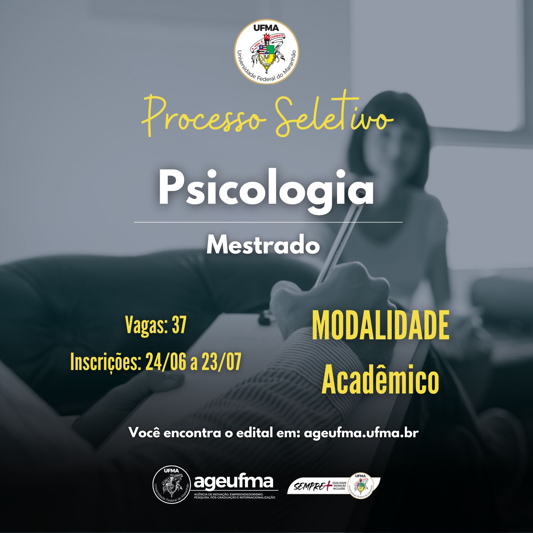 UFMA abre inscrições para mestrado em Psicologia com 37 vagas