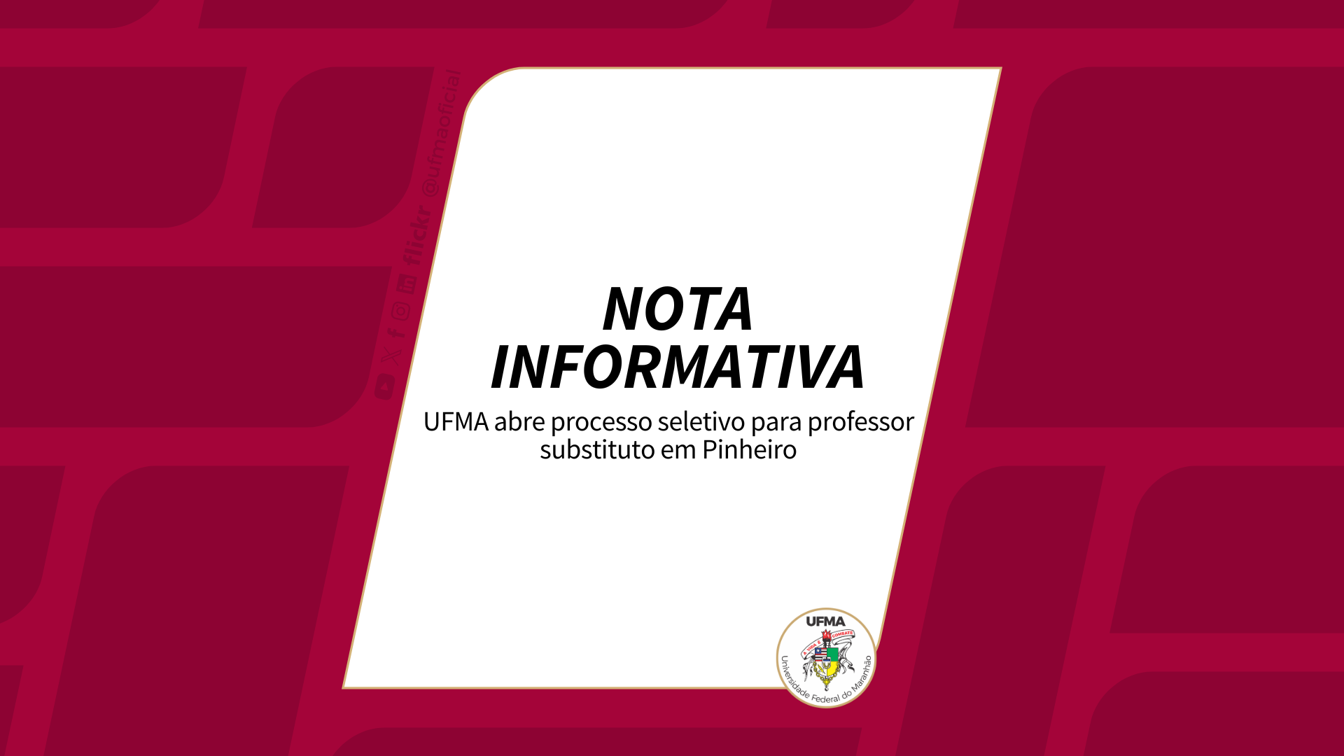 UFMA abre processo seletivo para professor substituto em Pinheiro