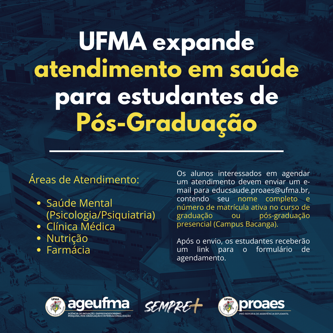 UFMA expande atendimento em saúde para estudantes de Pós-Graduação