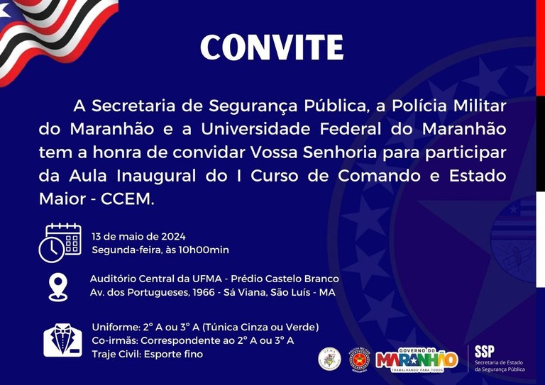 UFMA realiza aula inaugural do curso de especialização 'Comando e Estado Maior' destinado a policiais militares do estado do Maranhão