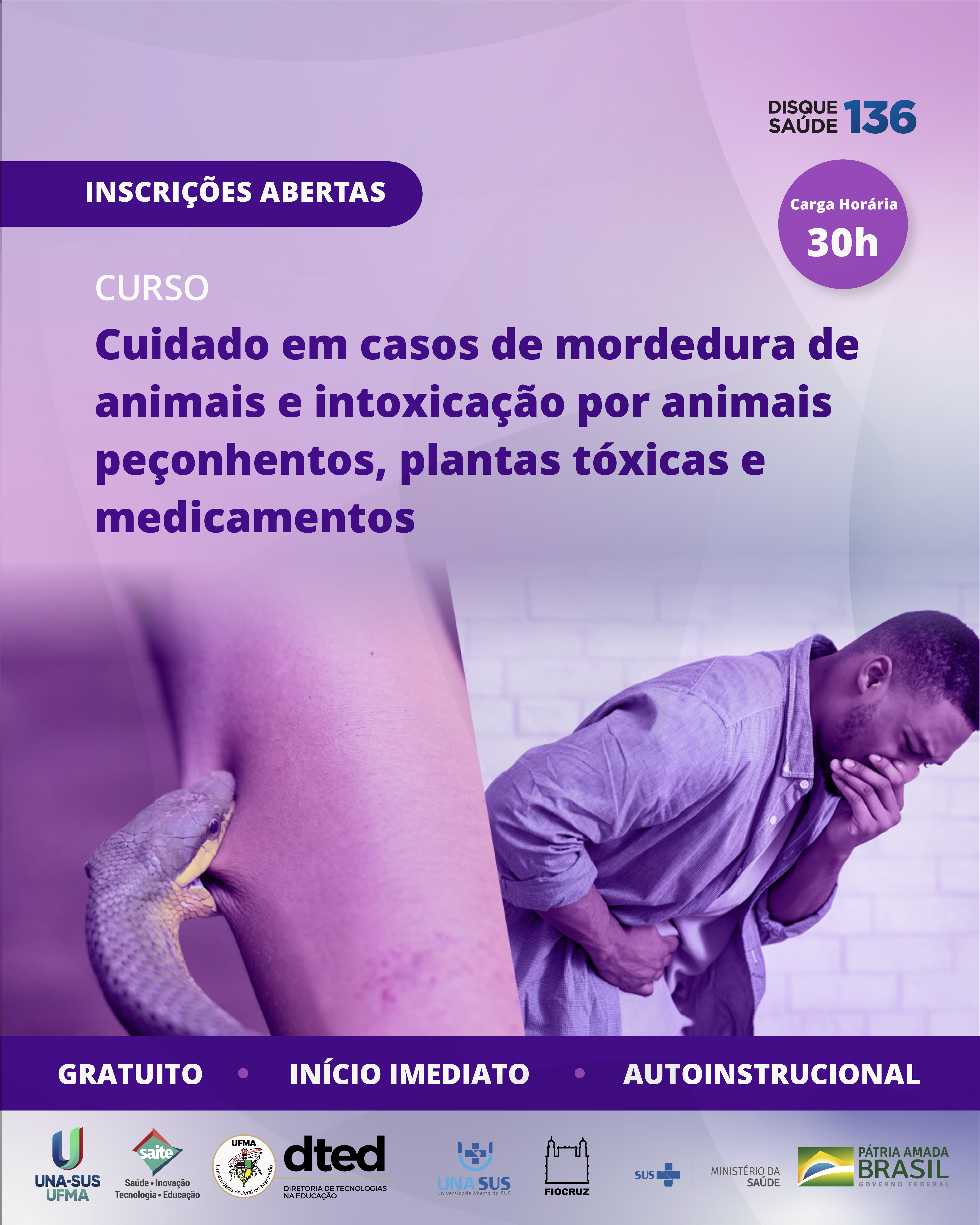 UNA-SUS abre inscrições para o curso Cuidado em casos de mordedura de animais e intoxicação por peçonhentos, plantas e medicamentos.png