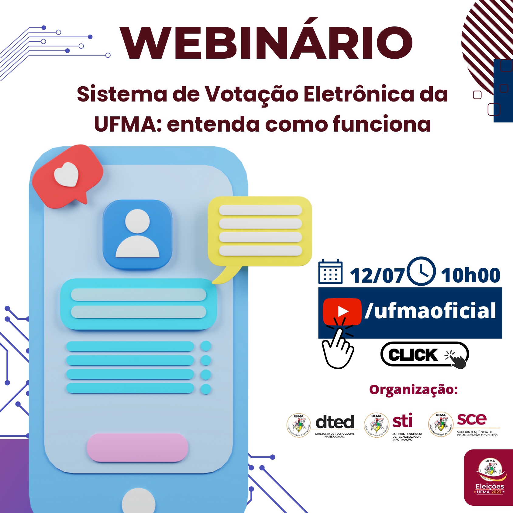 Webinário sobre sistema de votação ocorrerá nessa quarta-feira, 12, a partir de 10h, via Canal Institucional da UFMA no Youtube
