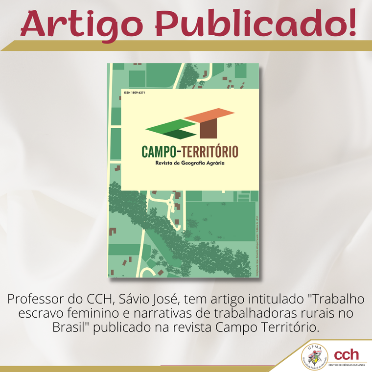Professor do CCH, Sávio José, tem artigo publicado na revista Campo Território