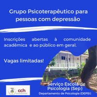 O Grupo psicoterapêutico para pessoas com depressão do Serviço Escola de Psicologia da UFMA está com as inscrições abertas.