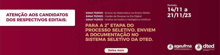 DTED convoca candidatos para realização da segunda etapa do Processo Seletivo dos Cursos de Especialização EAD