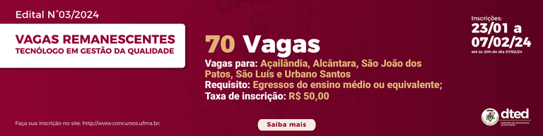 VAGAS REMANESCENTES - TECNÓLOGO EM GESTÃO DA QUALIDADE_PORTAL Banner carrossel.png