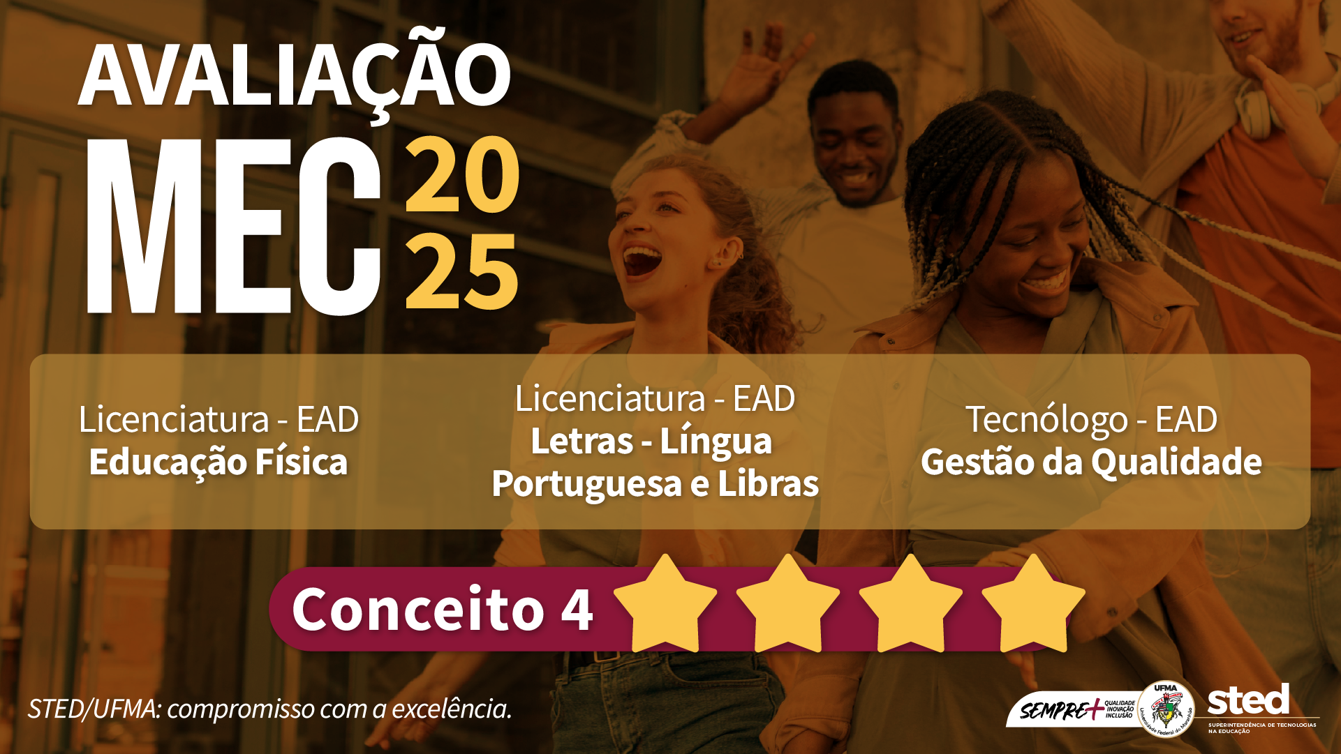 O desempenho alcançado reflete o trabalho integrado de docentes, tutores, coordenações de curso, polos parceiros da UAB e equipe técnica da STED