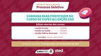 As inscrições são gratuitas e poderão ser realizadas até 04 de dezembro.