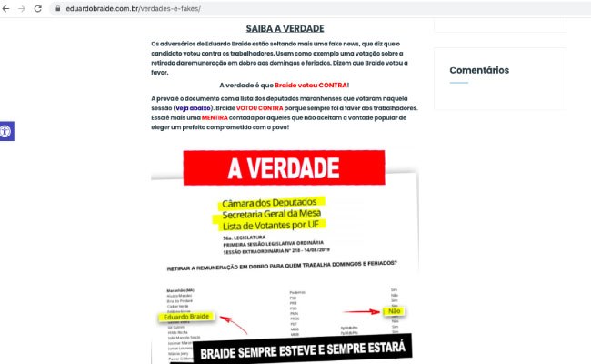 Print do site de Braide
