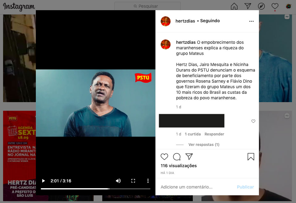 Vídeo Hertz Dias Instagram