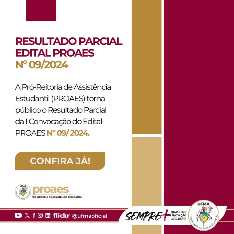 1ª CONVOCAÇÃO DO EDITAL PROAES 