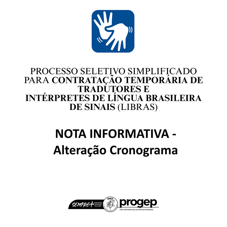NOTA INFORMATIVA - ALTERAÇÃO DO ANEXO II (CRONOGRAMA DO SELETIVO)