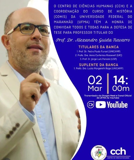 Docente do Curso de História da UFMA realiza defesa de memorial nesta segunda-feira, 2