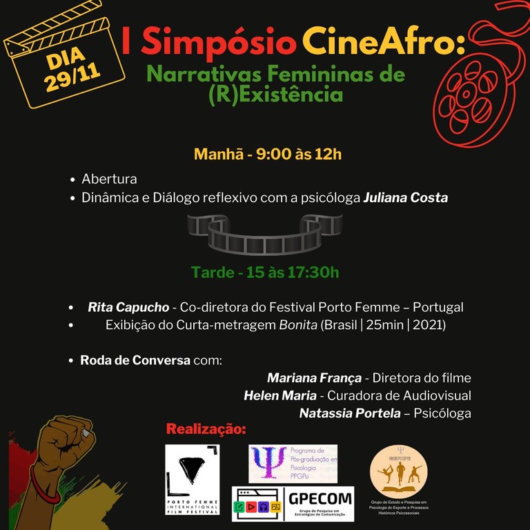“I Simpósio CineAfro: Narrativas Femininas de (R)existência” do Curso de Psicologia é realizado em 29 de novembro na UFMA