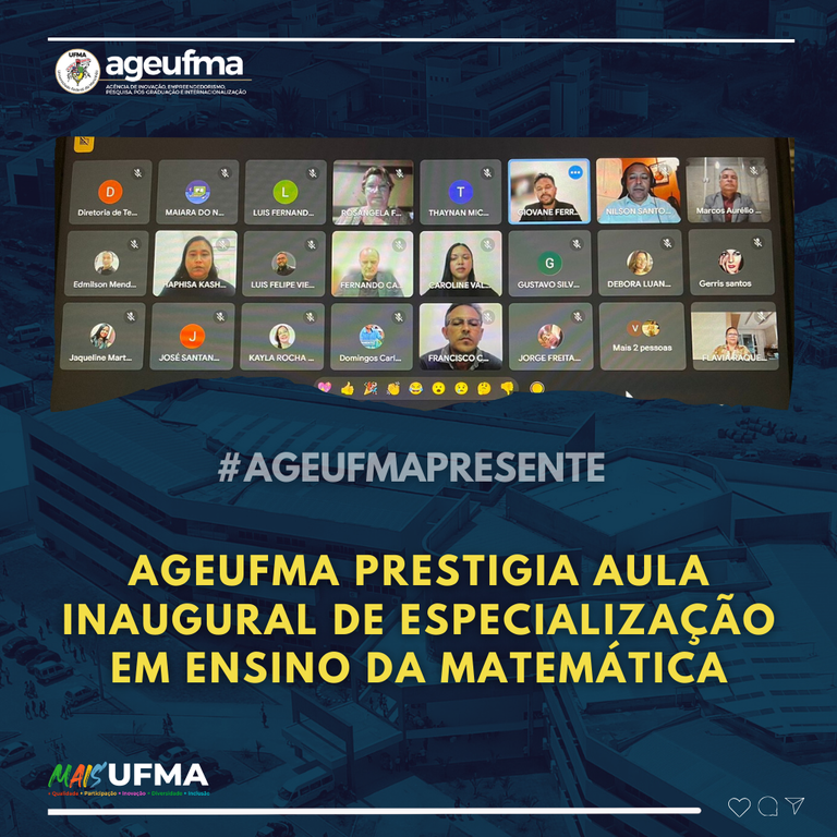 Ageufma prestigia aula inaugural de Especialização em Ensino da Matemática