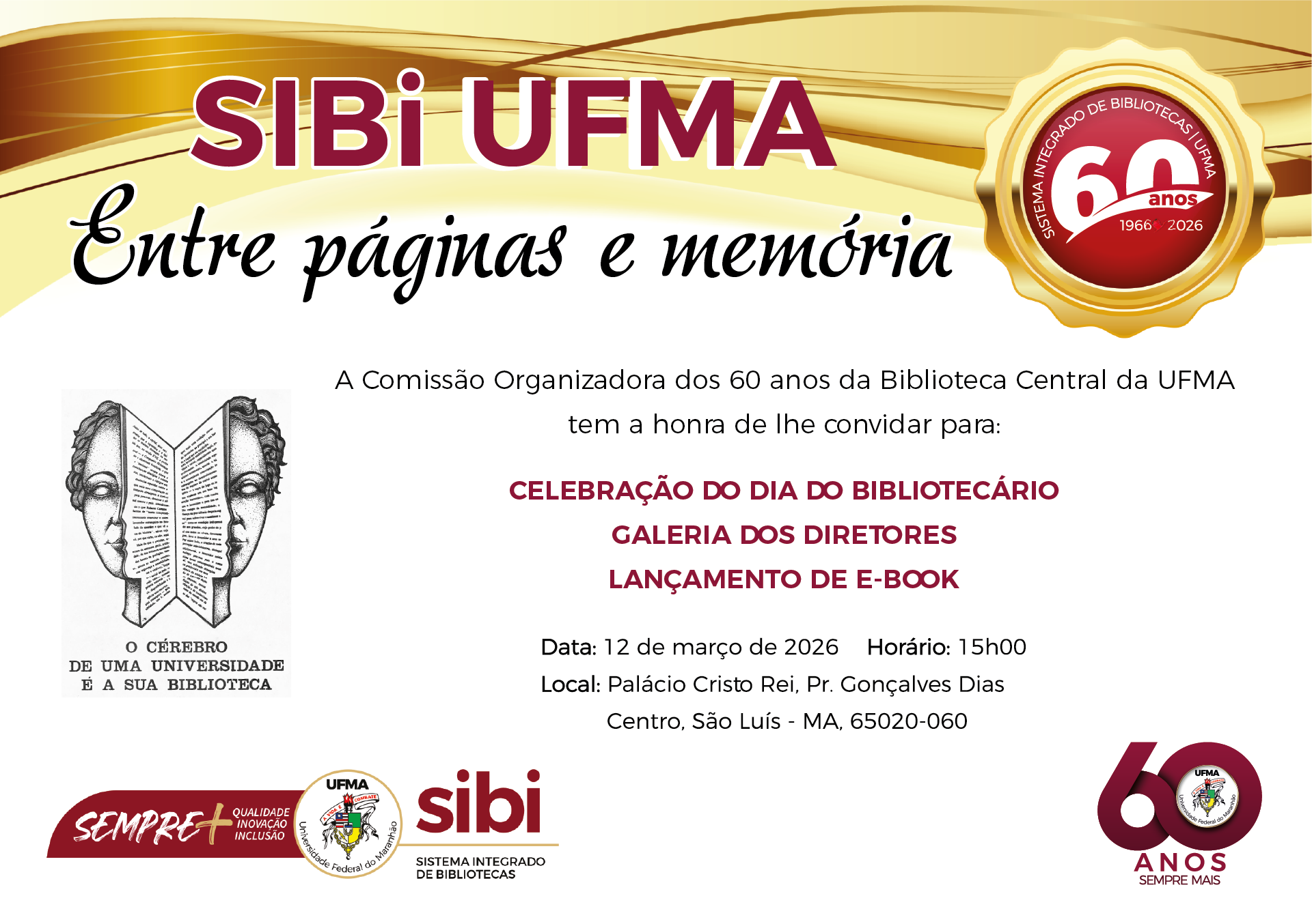 Ano Jubilar: Biblioteca Central da UFMA inicia celebrações pelos seus 60 anos