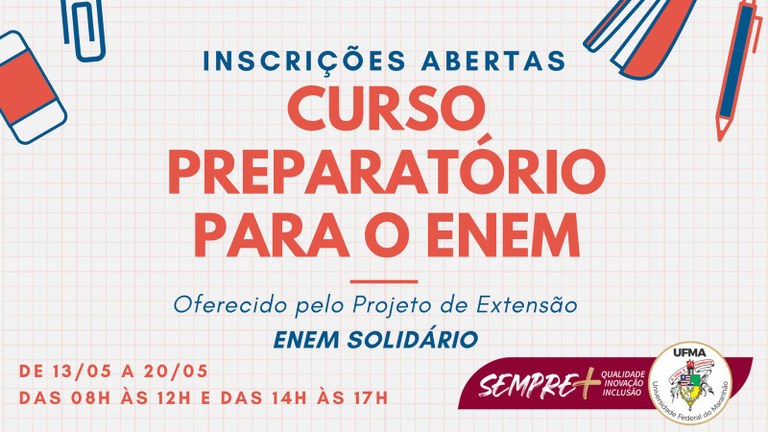 Câmpus de Pinheiro oferece aulas preparatórias gratuitas para realização do Enem