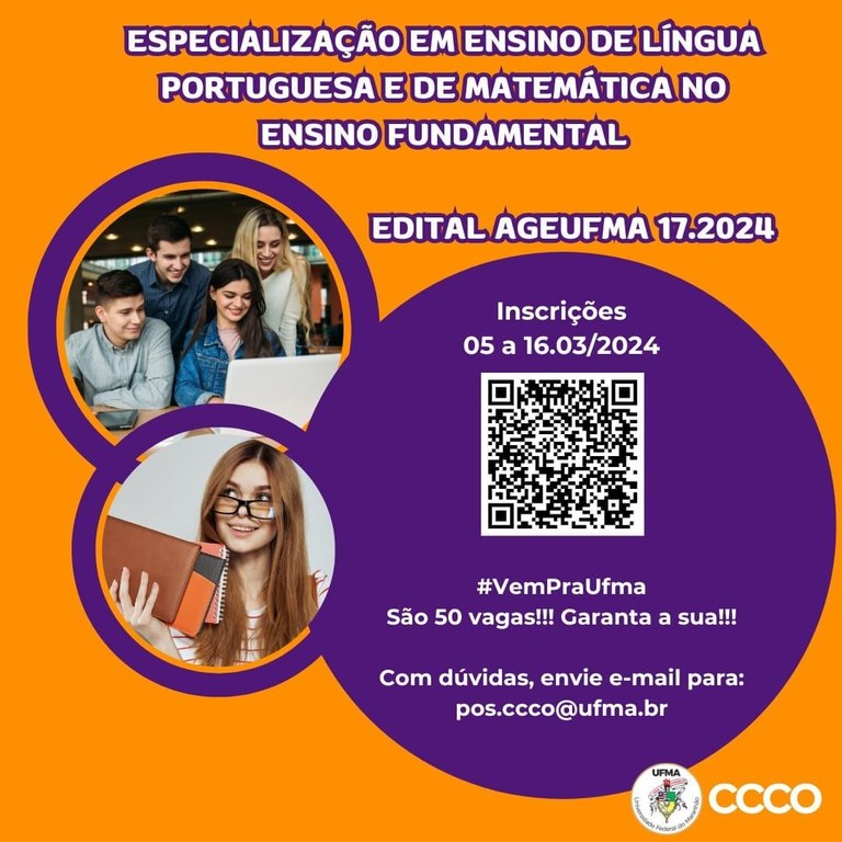 Centro de Ciências de Codó abre inscrições para o processo seletivo “Especialização em ensino de língua portuguesa e de matemática no ensino fundamental”