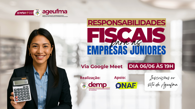 Continuam abertas as inscrições para treinamento virtual sobre Responsabilidades Fiscais das Empresas Juniores