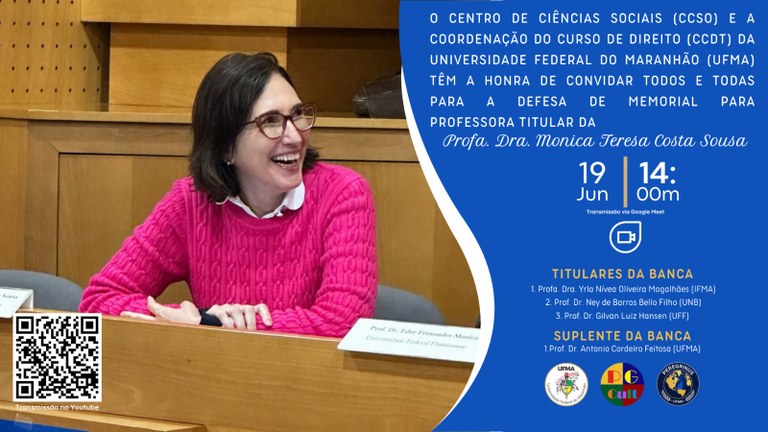 Docente do curso de Direito da UFMA realiza Defesa de Memorial para promoção de titulo à professora titular