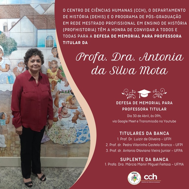 Docente do curso de História realiza defesa de Memorial para Promoção à Professora Titular da UFMA