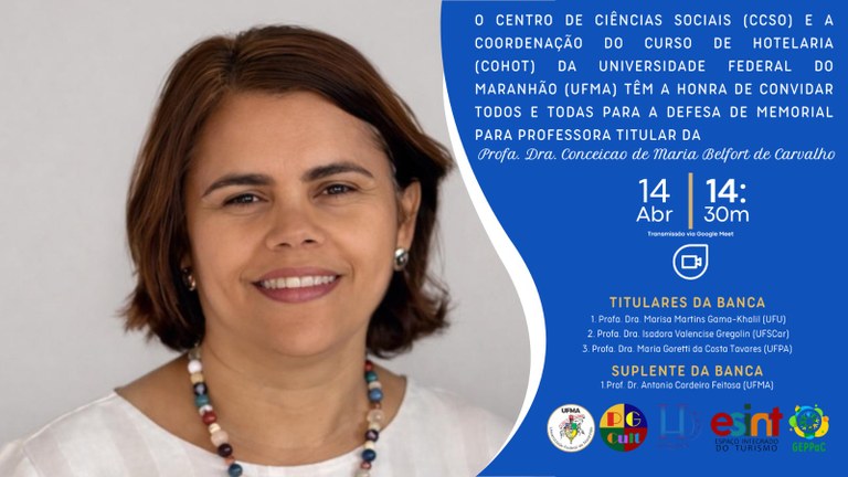 Docente do Curso de Hotelaria da UFMA realiza defesa de memorial para promoção ao título de professora titular