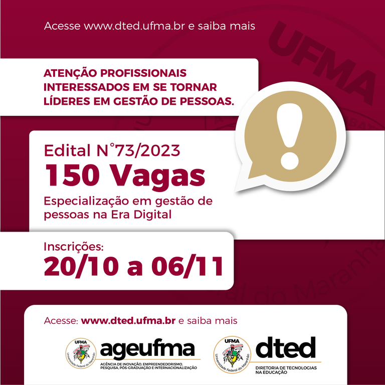 DTED oferta 150 vagas para o Curso de Especialização EAD em Gestão de Pessoas na era digital