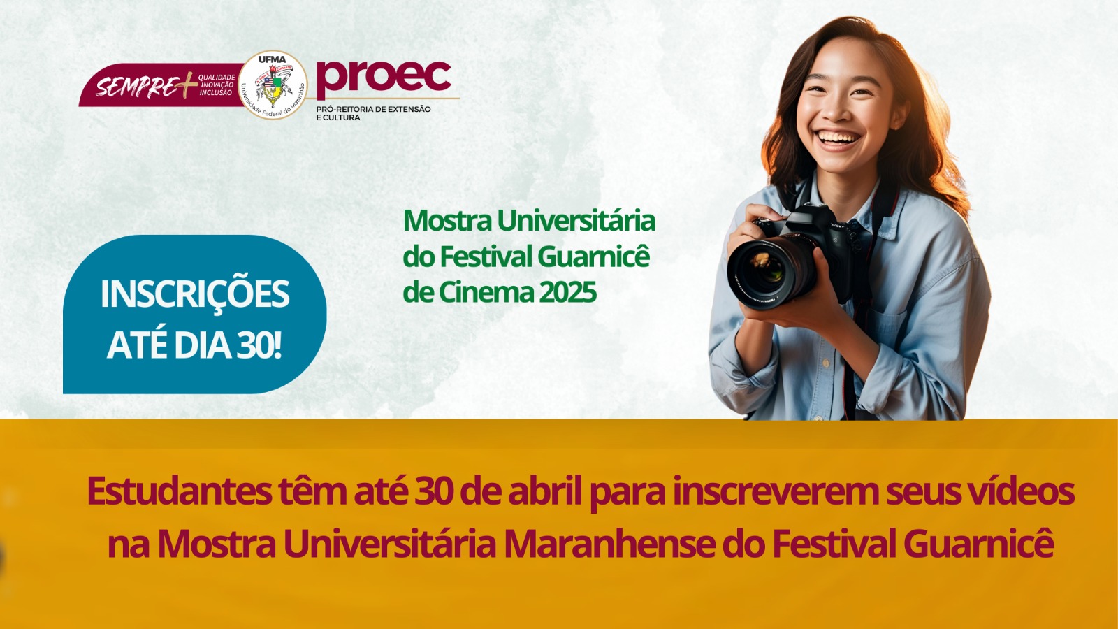 Estudantes têm até 30 de abril para inscreverem seus vídeos na Mostra Universitária Maranhense do Festival Guarnicê