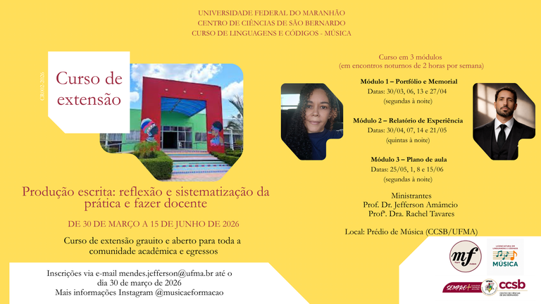 Grupo de pesquisa da UFMA oferece curso de extensão focado em escrita acadêmica musical no Câmpus São Bernardo