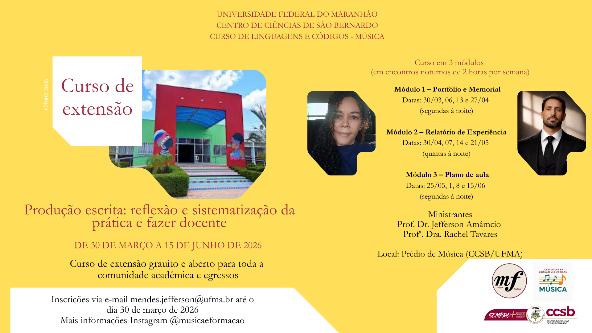 Grupo de pesquisa da UFMA oferece curso de extensão focado em escrita acadêmica musical no Câmpus São Bernardo