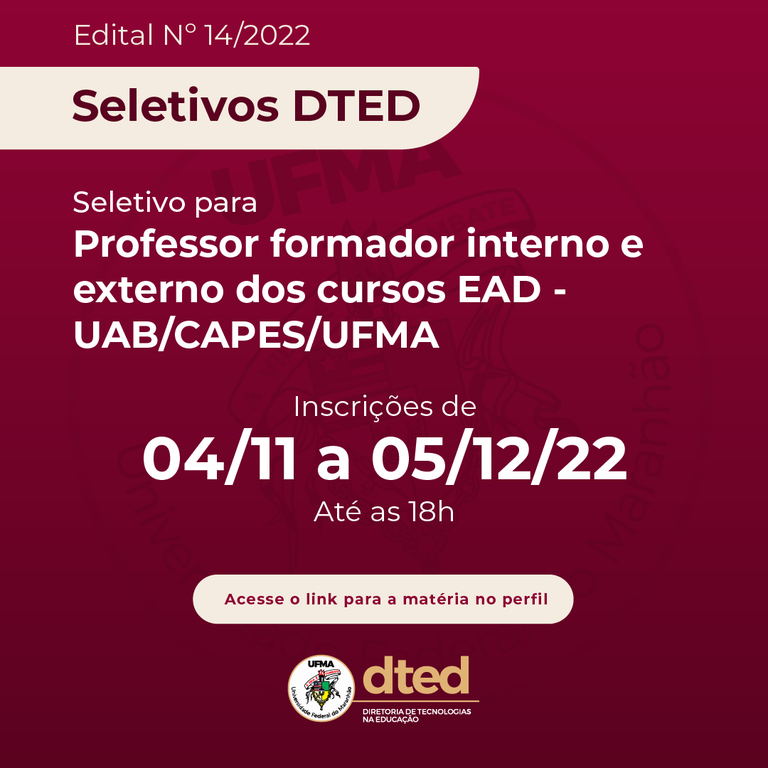 Inscrições abertas para o cargo de Professor Formador Interno e Externo nos cursos de graduação na modalidade a distância.png