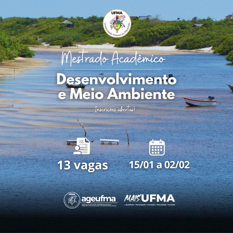 Inscrições para o curso de Mestrado em Desenvolvimento e Meio Ambiente encerram nesta sexta-feira, 2.