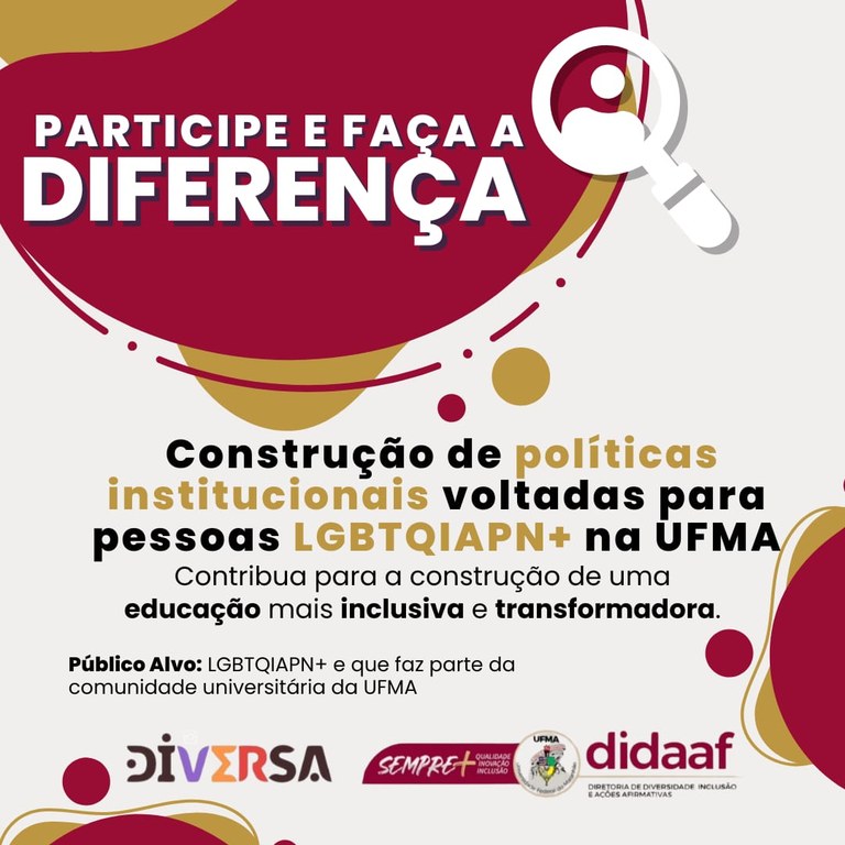 Levantamento de dados da pesquisa para o mapeamento das pessoas LGBTQIAPN+ da UFMA encerra nessa sexta-feira, 28. Participe!