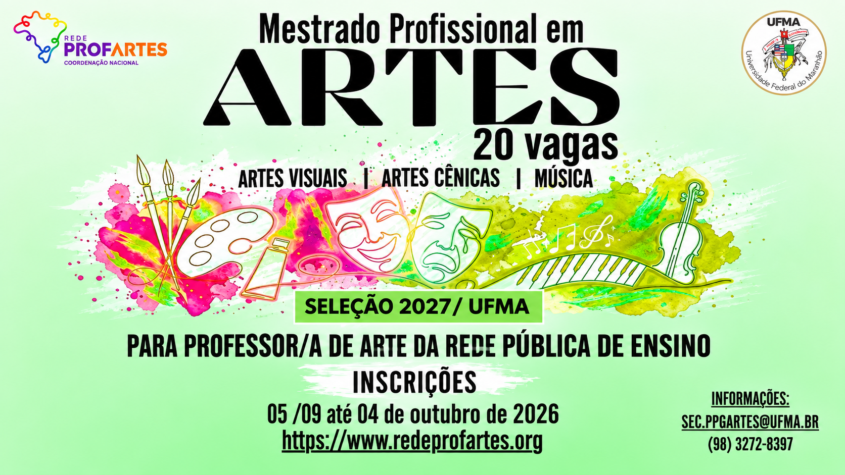 Mestrado Profissional em Artes abre inscrições com vinte vagas para a UFMA