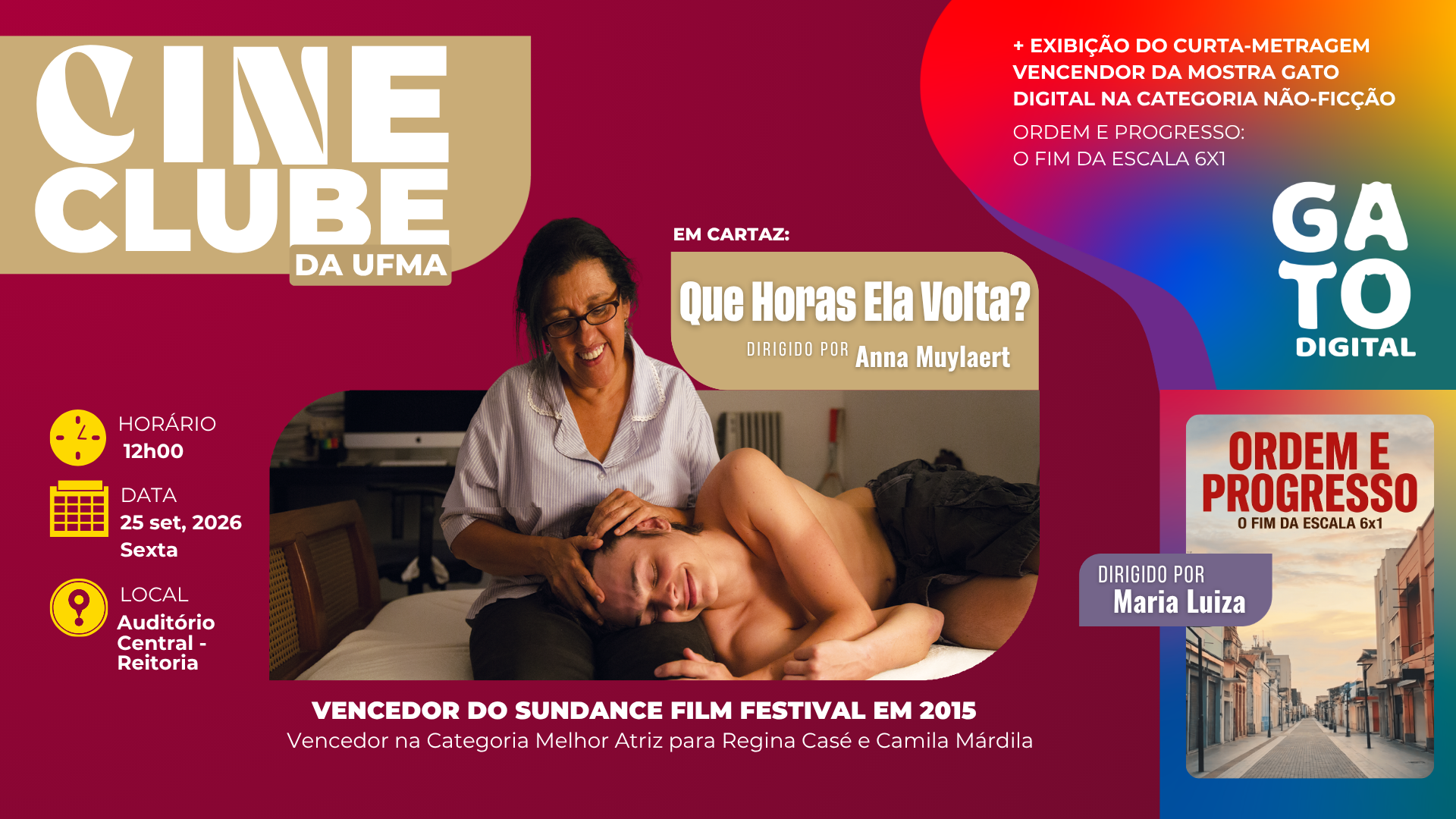 O Cineclube da UFMA retoma atividades com a exibição do premiado filme "Que Horas Ela Volta?"