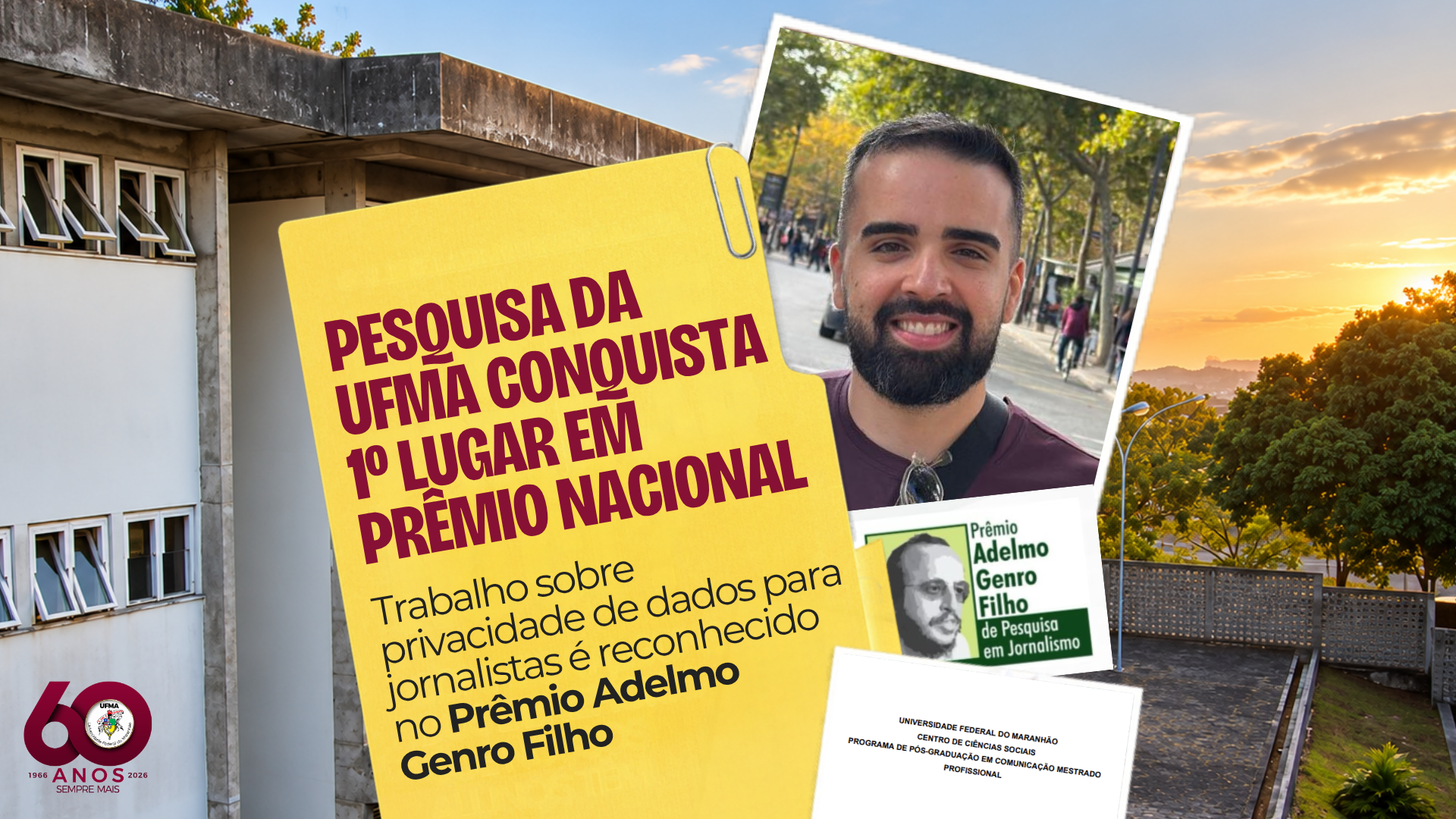 Pesquisador do PPGCOMPRO da UFMA conquista primeiro lugar no Prêmio Adelmo Genro Filho