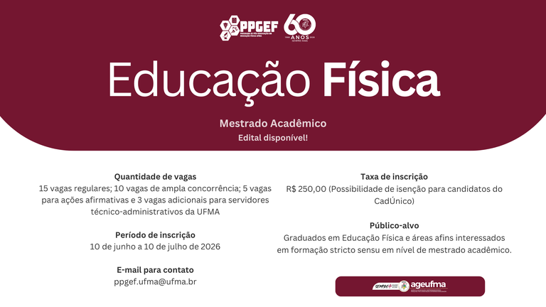 Pós-Graduação em Educação Física divulga edital para processo seletivo de Mestrado Acadêmico