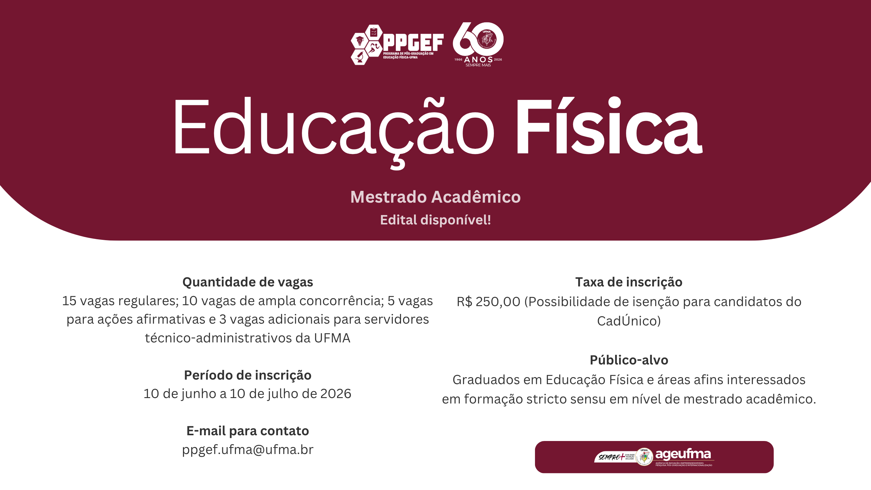 Pós-Graduação em Educação Física divulga edital para processo seletivo de Mestrado Acadêmico