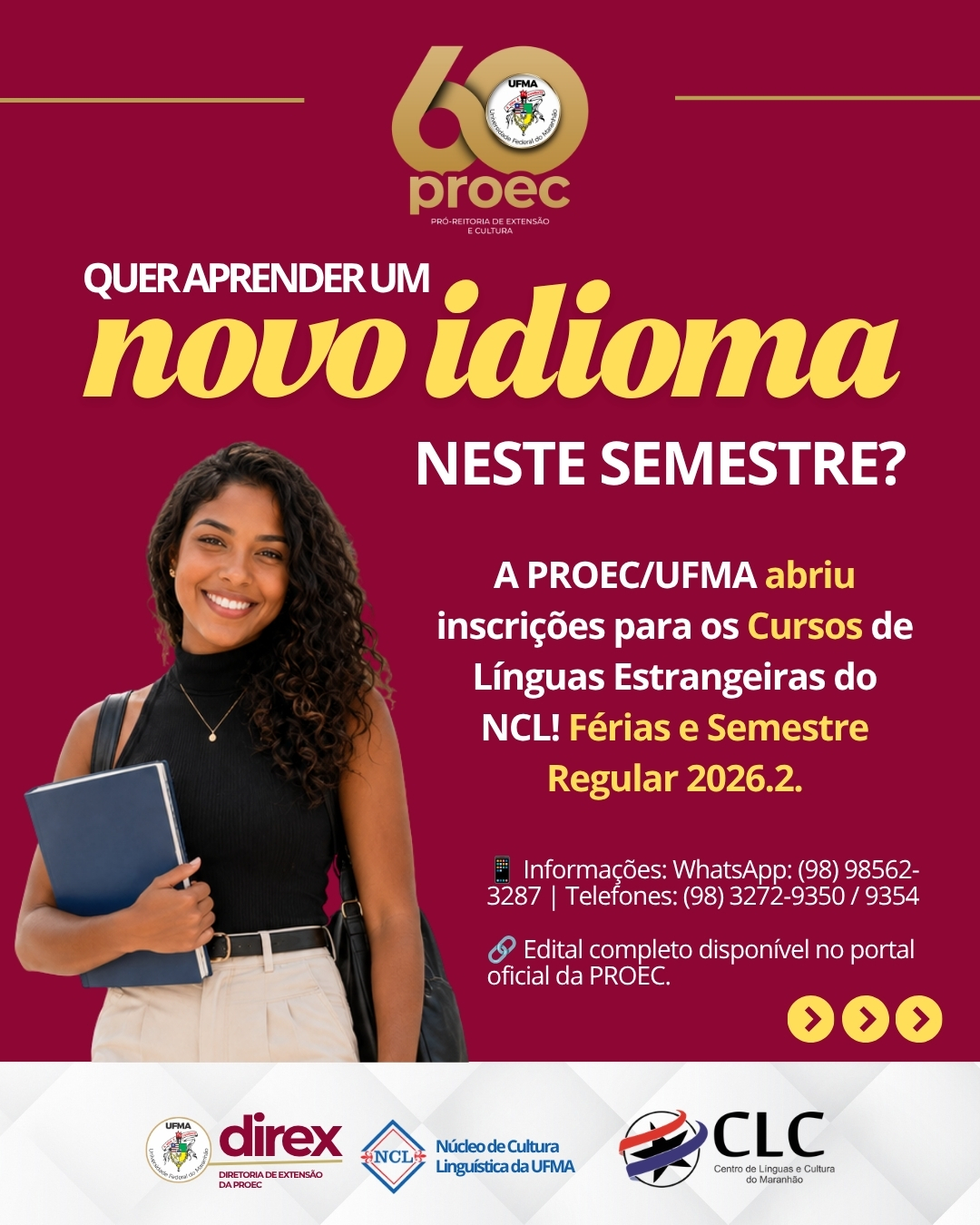 PROEC abre inscrições para cursos de idiomas presenciais e on-line