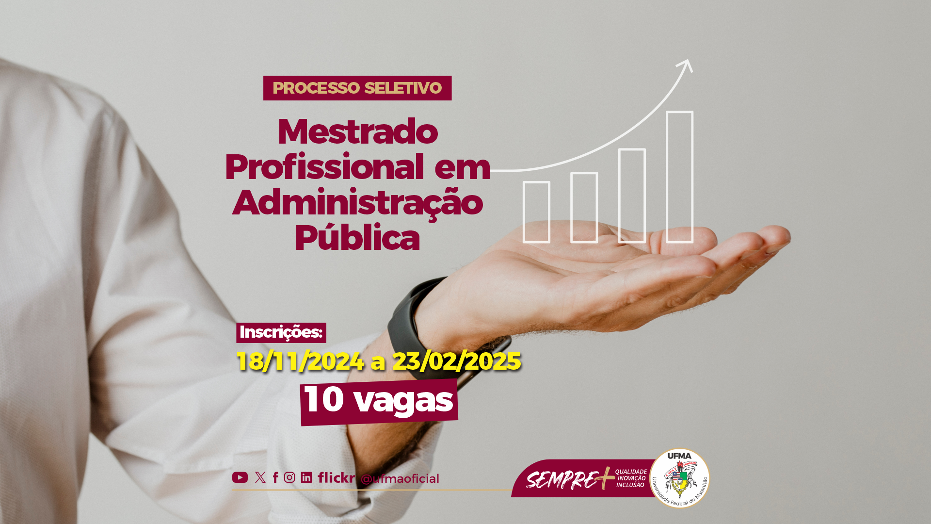 Profiap: mestrado profissional em Administração Pública abre seleção com 10 vagas na UFMA