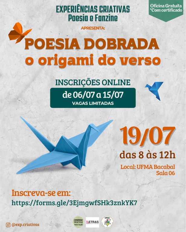 Projeto de extensão do câmpus de Bacabal realizará oficina Poesia Dobrada o origami do verso.jpg