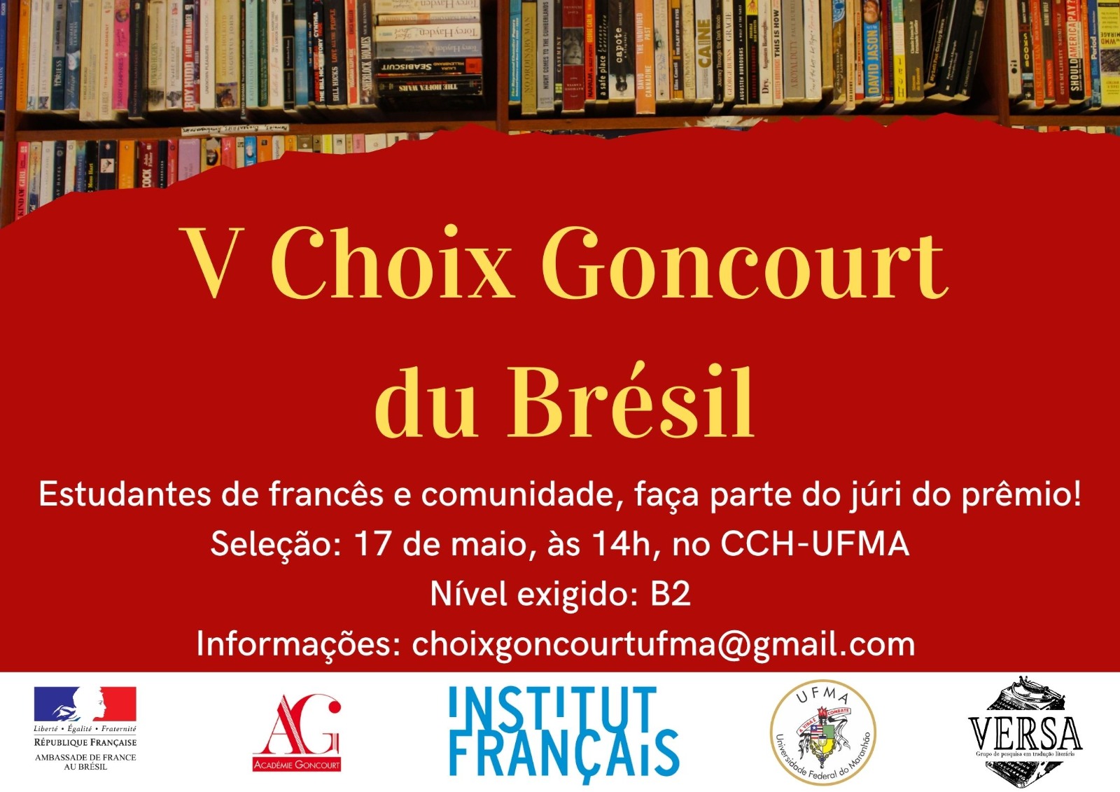 Projeto internacional V Choix Goncourt Du Brésil seleciona estudantes da UFMA para formar grupo de análise literária francesa