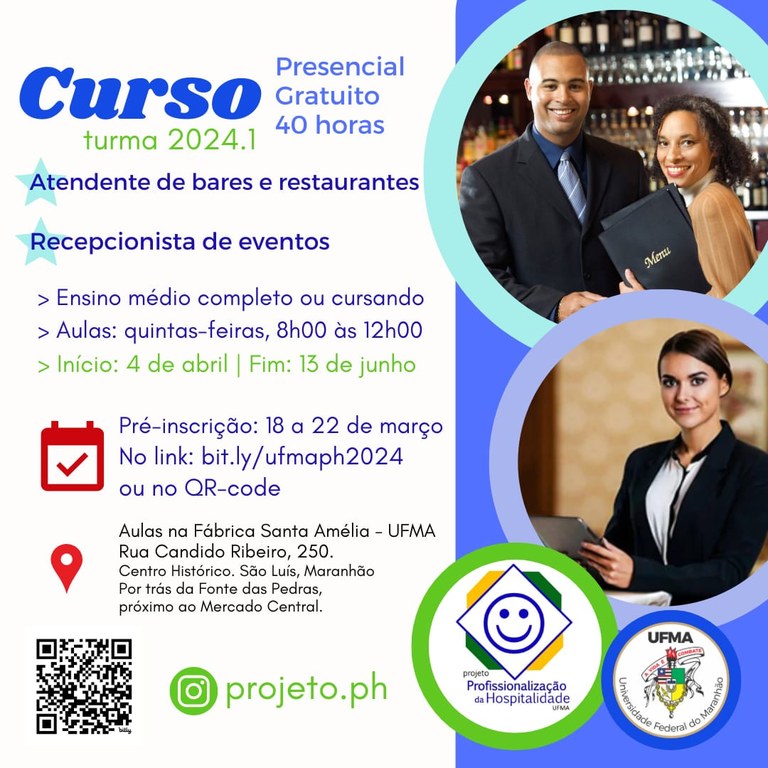 Projeto Profissionalização da Hospitalidade oferece cursos com inscrições até 22 de março