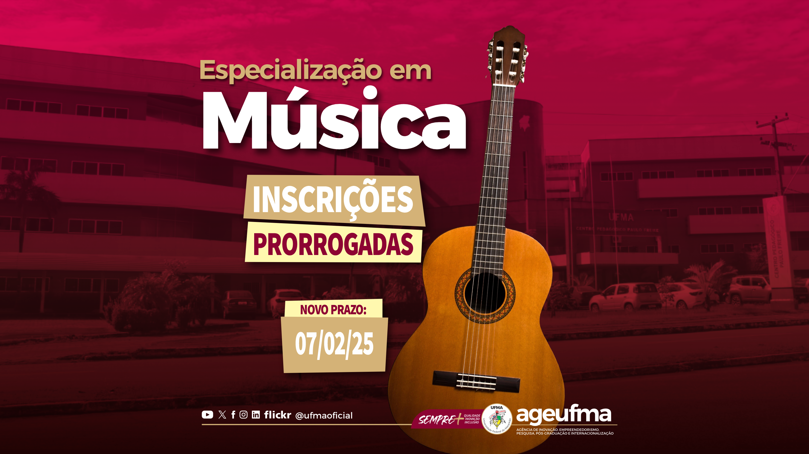Prorrogadas as inscrições para a Especialização em Música na UFMA